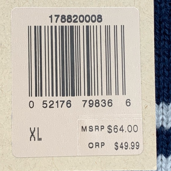 NWT Levi's 100% Cotton Blue White Striped Crew-Neck Long Sleeve Men's Sweater XL - Picture 6 of 11